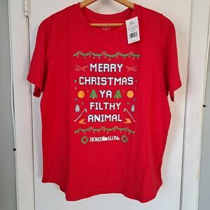 Women's Home Alone Merry Christmas Ya Filthy Animal Graphic Tee Size 0X NWT